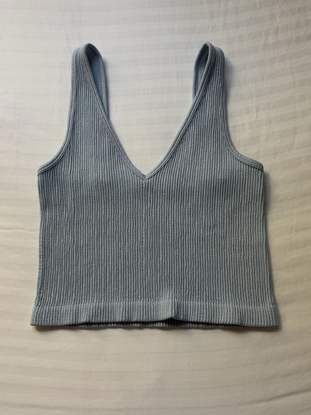 PacSun Light Blue Ribbed V-Neck Cropped Tank